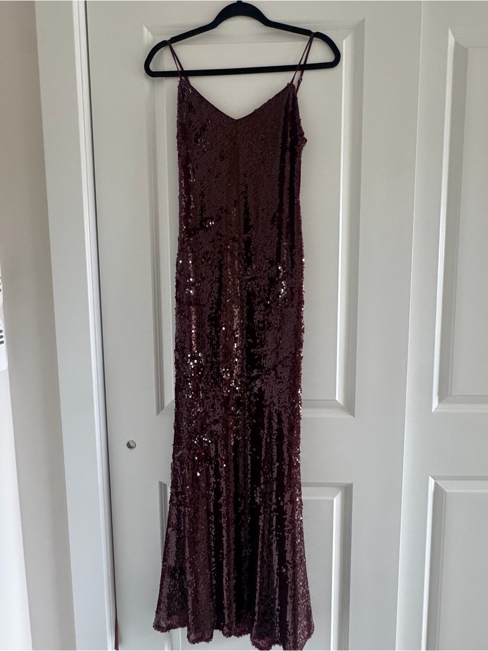 Reformation Burgundy Sequin Maxi Slip Dress